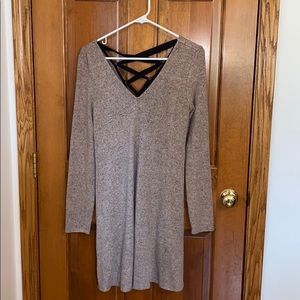 V-Neck Long Sleeve Super Soft Tan Dress